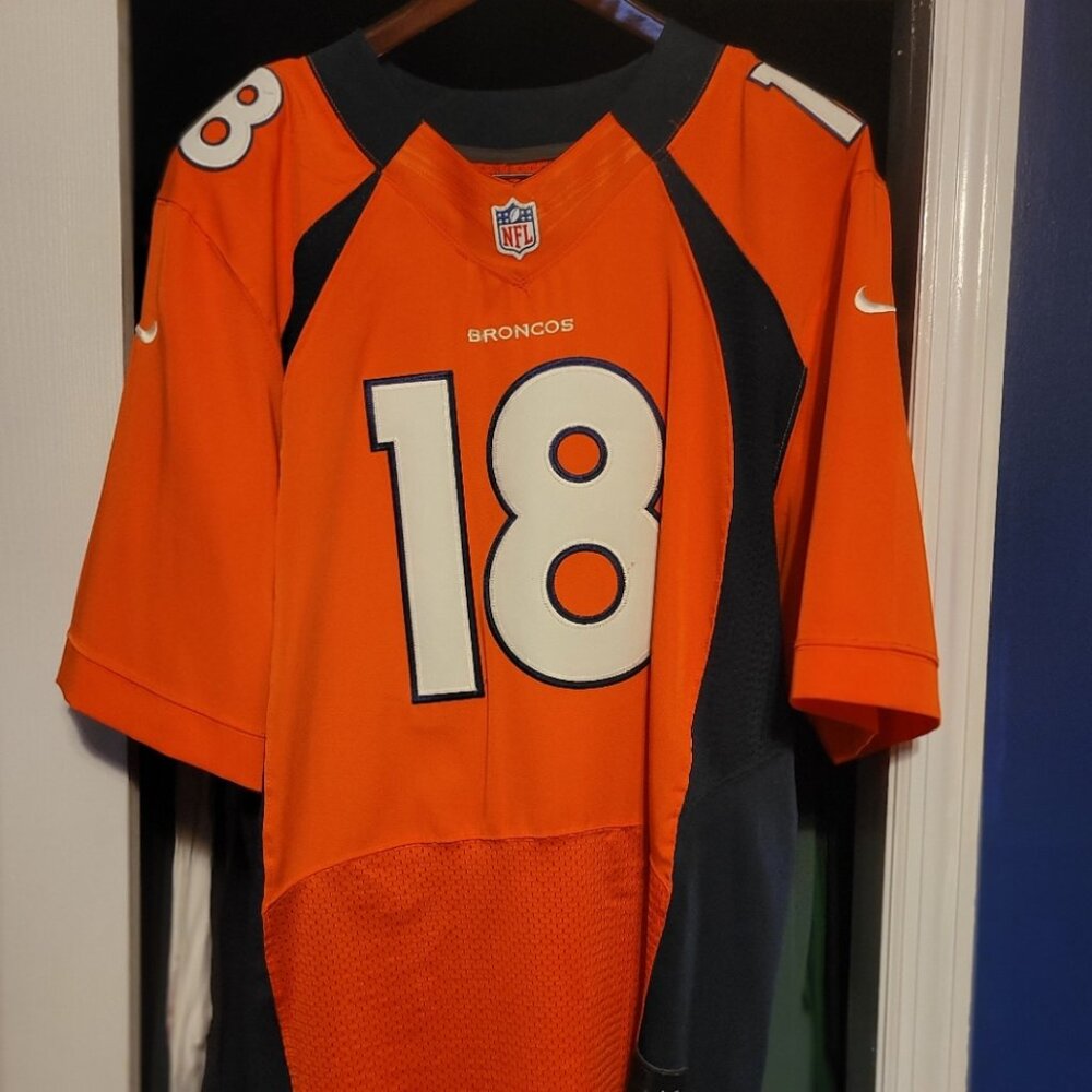 Nike Denver Broncos #18 Peyton Manning Orange Jersey, Stitched, Size 60 (3x)